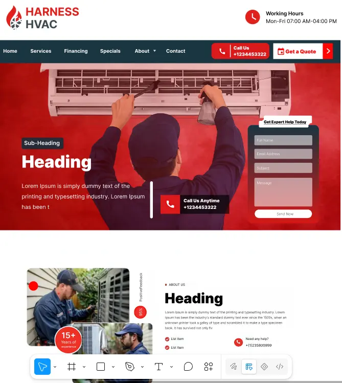 Harness HVAC — SEO, Web Development, UI Design project by Mediators